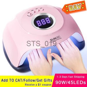 Secadores de unhas Brand New 90W Lâmpadas UV para Secador de Unhas 45 LED Lâmpada Híbrida para Cura Rápida Gel Nail Polish Secador Manicure Lâmpada Nail Art Ferramentas X0828