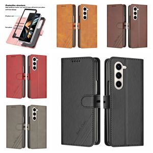 ZFold5 Case Retro Leather Wallet Flip Cases For Samsung Z Fold 5 4 3 Zfold4 Zfold3 Fold4 Fold5 Folding PU Vintage Old Ancient Shockproof Mobile Phone Pouches Strap
