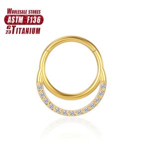 Zircon Piercing Cartilage Industrial nose ring Sexy Daith Helix septum G23 Titanium Clicker tragus Women earrings Body Jewelry