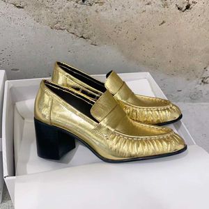 the row shoes Leather Designer Rai loafer pumps Soft leather loafers Luxury Shoes High Heel Elegant Straps Kitten Heels Slippers Size35-40 5YPO