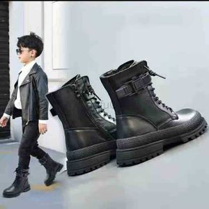 Boots Fashion Winter Autumn Boots Children Leather Shoes Warm Baby Boy Shoes for Girl Boots Thick Sole Boots Non-slip Sneakers For Kid L0828