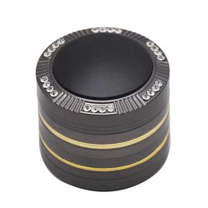 Cachimbos de fumo Triturador de cromo Acessório de fumaça Premium Liga de zinco Tabaco Herb Grinder 50mm 4 peças Dentes afiados Linha de ouro Moedor de metal Dhzye