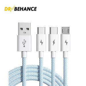 Cavo di ricarica super 3 in 1 da 66 W per Huawei iPhone Samsung Micro USB Type-C Accessori per caricabatterie rapido Cavo dati USB Type-C