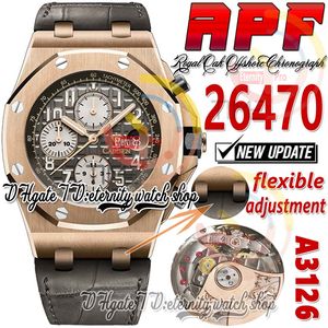 APF 42mm 2647 A3126 Automatic Chronograph Mens Watch Rose Gold Ruthenium Gray Textured Dial Leather Super Edition 2023 eternity Watches Strap Exclusive Technology