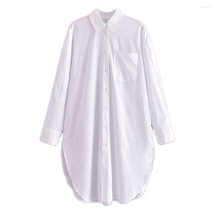 Blusas femininas 2023 moda casual confortável solto ajuste longo assimétrico camisa de manga vintage único topo