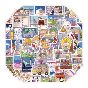 50pcs-pack rese klistermärken Vattentäta vinylklistermärken för bagage vattenflaska bärbar datorplanerare scrapbooking telefon mac dörr väggdekaler