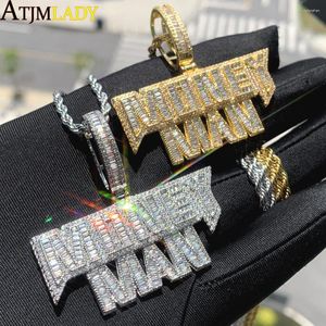 Ketten 2023 Ankunft Brief Geld Mann Anhänger Halskette Iced Out Bling 5A CZ Zirkonia Hip Hop Schmuck