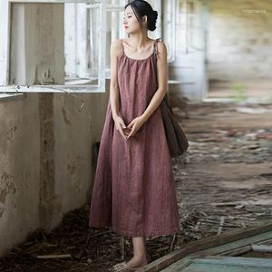Casual Dresses Sleeveless Dress Long-Length Literature And Art Retro Spring Summer Cotton Linen Loose Thin National Style