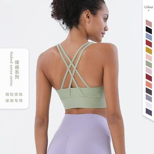 Yoga Outfit The 2023 Double-sided Sanded Cross-back Sports Bra Is A -proof Snug Fitness Vest