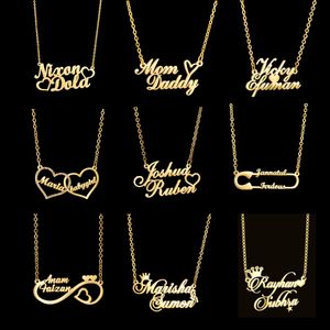 Hip Hop Personalized Custom 2 Names Necklace Stainless Steel Charm Jewelry Gift