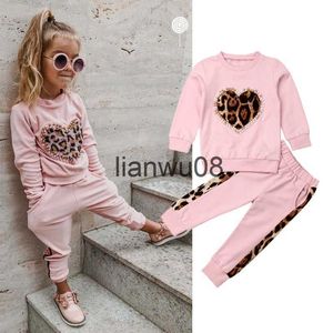 Kleidungssets 6M6Y Kleinkind Kind Baby Mädchen Winter Kleidung Sets Rosa Langarm Leopard Tops Lange Hosen Outfit Trainingsanzug x0828