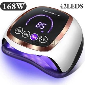 Nagelorter 168W 42LEDS nageldisk för Manicure Professional LED UV Torklampa med autosensor Smart Nail Salon Equipment Tools X0828