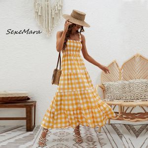 Casual Dresses Plaid Bohe Dress 2023 Long Summer Women Sexy