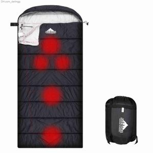 Heating Outdoor Camping Sleeping Bags Waterproof Ultralight Winter Sleeping Bag Camping Equipment with Compression Bag 230x90cm Q230828