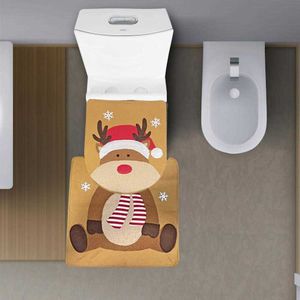 Coprisedili per WC Set di tappetini per WC natalizi Decorazioni per il bagno festive Adorabile set di tappetini per WC di Natale con pupazzo di neve Babbo NataleHKD230825