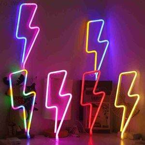 LED Neon znak Lightning Wall Light USB Nocny światło Pokój Dekorowanie dla dzieci pokoju dziecięcego Party Wedding Dekoracja sypialni HKD230825