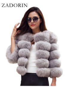 Womens Fur Faux Zadorin S5XL Mink Coats Autumn Winter Fluffy Black Coat Women Elegant tjocka varma jackor för toppar 230828