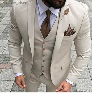 Мужчина -костюм Prom Tuxedo Slim Fit 3 куска Свадебный костюм для мужчин Custom Blazer Terno Masuclino 3 штуки (куртка+жилет+брюки) Q230828