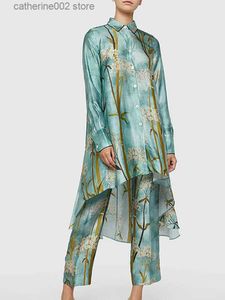Dwuczęściowe spodnie damskie moda jednokalowa swobodna elastyczna talia dwa elementy pasujące zestawy kobiety wiosenne letnią odzież drukowaną strój streetwear t230828