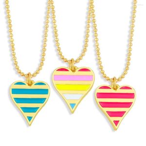 Pendant Necklaces Andralyn Drop Oil Enamel Female Stripe Love Heart Necklace Ornament Wholesale