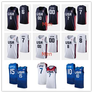 Camisas de basquete impressas da Copa do Mundo de 2023 dos Estados Unidos 4 TYRESE HALIBURTON 5 Mikal Bridges 8 PAOLO BANCHERO 15 Austin Reaves 10 Edwards JOSH HART BRANDON INGRAM