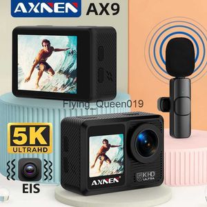 AXNEN AX9 5K Action-Kamera mit drahtlosem Mikrofon 4K 60fps EIS-Video-Sportkameras Touchscreen 24MP WiFi-Kamera mit Fernbedienung HKD230828 HKD230828
