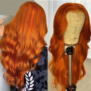 13x4 Ginger Orange Fave Fave Human Hair Koronna peruka czołowa 13x6 HD Przezroczyste koronkowe frontalowe peruki ludzkie włosy koronkowe peruki dla kobiet