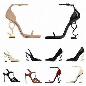 Обувь для обуви Opyum High Heels Женская туфли на высоких каблуках роскошная кожаная кожа открытая вечеринка свадебные черно-красные коричневые дизайнеры 8 10 12 см модной обувь