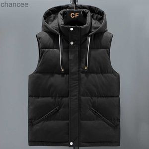 Plus-storlek S-8XL Autumn Winter Men tjock Vest Hooded 2023 Ny Brand Cotton vadderade ärmlösa jackor Man Warm Men's Clothing HKD230828