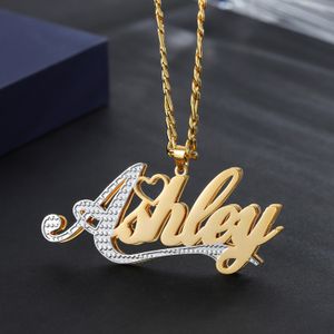 Pendant Necklaces Customized Necklace Gold Plated Double Name For Women Personalized Stainless Steel Names Chain Jewelry Gifts 230828