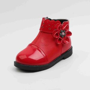 Boots Autumn Kids Kid Baby Girls Boots Onkle Sport Short Bootie Zipper Leather Boots for Girls Waterproof Shoes Outdoor Bootie Red L0828