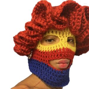 Berets balaclava chapéu crochê flor leopardo boné para mulheres homens cosplay imagem adereços dxaa