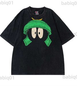 メンズTシャツカエルドリフト優れた品質ファッションサマーウォッシュブラックビンテージストリートハイマービントップT230321