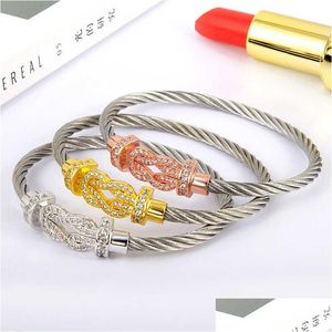 Charm Bracelets Designer Bracelet Luxury Trendy Wire Rope Magnetic Buckle 8-Shaped Brick Inlaid Cross Head Micro Drop Delivery Jewelry Dhglh