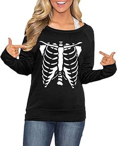 Women's Halloween Long Sleeve Hocus Pocus Shirt Pumpkin Skeleton Sweatshirts