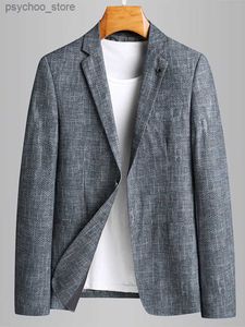 2023 Nuevo estilo Verano Primavera Blazer Una parte inferior Transpirable Algodón Abrigo de lino Chaqueta de traje para hombres 1 pieza (solo chaqueta) Q230828