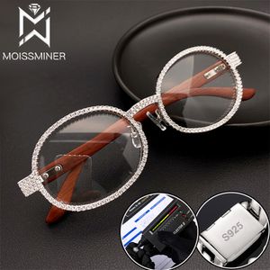 Cuff Links Sun Glasses S925 Silver Wood Body Bling Real Diamond For Women Men Luxurious Jewelry Pass Test No Lenses 230828