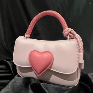 Abendtaschen Süße süße Liebe Damenhandtaschen Rosa Herz Damen Kleine quadratische Schulter Pu-Leder Einfache weibliche Geldbörse Umhängetasche