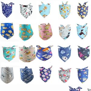 Dog Apparel Wholesale 100Pcs/Lot 2022 New Pet Bandana Mix 100 Pattern Cute Puppy Cat Bibs Scarf Adjustable Cotton Accessories Drop Del Dhrvf