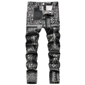 Мужские джинсы мужчины Paisley Bandanna Printed Fashion 3D Digital Digital Printed Denim Janm