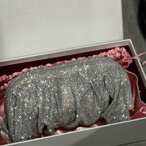 Evening Bags Luxury Shiny Evening Clutch Bags Women Folds Crystal Clip Purses and Handbags Designer Wedding Party Quality 230826