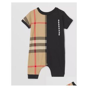 Overalls Neugeborene Designer Baby Mädchen und Junge Strampler Kurzarm Baumwolle Kinder Kleidung Marke Brief Drucken Säuglingsspielanzug Kinder Blac Dhidm