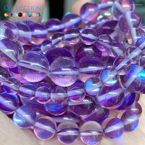 Beads Natural Purple Austrian Crystal Stone Spacer Loose Round Bead For Jewelry Making 6-12 MM DIY Bracelets Accessories Wholesale 15
