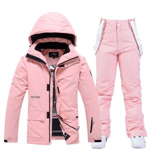 Skianzüge Skianzug Frauen Männer Paar Snowboard Winter Warme Outdoor Schneeanzüge Wasserdicht Winddicht Jacke Und Hosen Set l230828