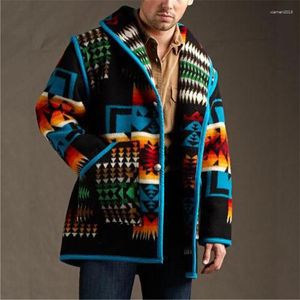 Men's Trench Coats Heavy Industry Fashion Printed Plush Coat Loose