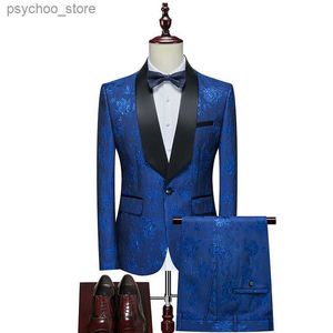 2023 Ny ankomst Premium Business Jacquard Suit for Men Size 6xl-S Fashion Wedding Prom Party Tuxedo Dress Homme Blazer och Pant Q230828