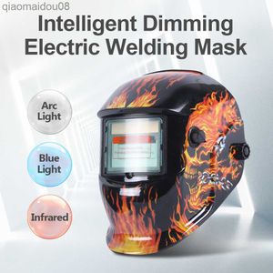 Indumenti protettivi Maschera per saldatura True Color Solar Automatic Li Batteria Elettrica TIG MIG MMA Casco per saldatura Oscuramento automatico Saldatore Cappuccio protettivo HKD230826