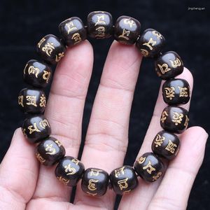 Bangle Ebony Bead Armband Buddhist Prayer Mala Pärlor 11-12mm handledselastisk