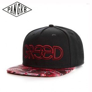 Ball Caps Pangkb marka açgözlülük kapağı siyah hip hop snapback şapka erkekler için kadınlar yetişkin açık hava güneş beyzbol kemiği