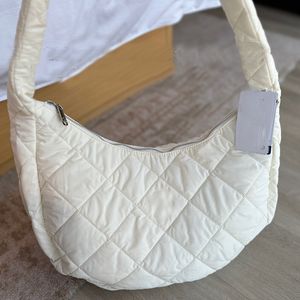 Borsa a tracolla in tessuto non tessuto Borse hobo sotto le ascelle Tinta unita Griglia a scacchiera Chiusura con zip Portafoglio di grande capacità Borse alla moda Borsa nuvola di alta qualità 40 cm